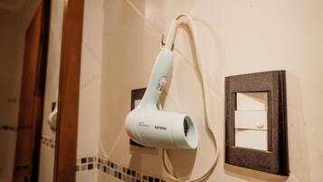 Shower, free toiletries, hair dryer, bidet