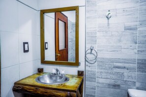 Shower, free toiletries, hair dryer, bidet