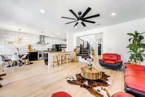 TV, fireplace, video games, offices