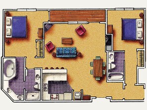 Floor plan - Cozy 2-bedroom condo in wonderful Breckenridge.  Ski in \ Ski out. On-Site Bar (Breckenridge)