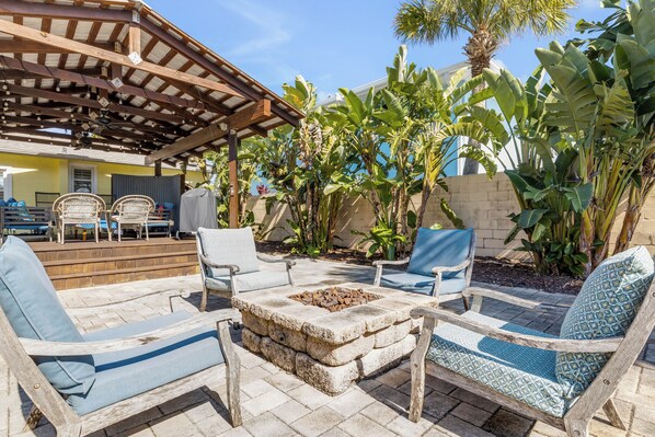 Terrace/patio - Colorful NSB Beach Retreat • Stunning Deck Oasis (New Smyrna Beach)