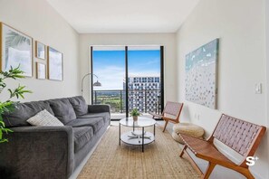 Comfort Apartment, 2 Bedrooms, Balcony, City View | Living area | TV - DTW Doral 2 BD Condo and Skyline Views (Miami)
