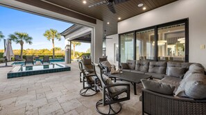 Outdoor dining - Last Minute Disney Getaway! Private Pool & Home Theater. Book Now! #158253 (Orlando)