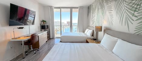 1 bedroom, desk, iron/ironing board, travel cot