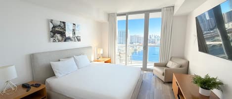 1 bedroom, desk, iron/ironing board, travel cot