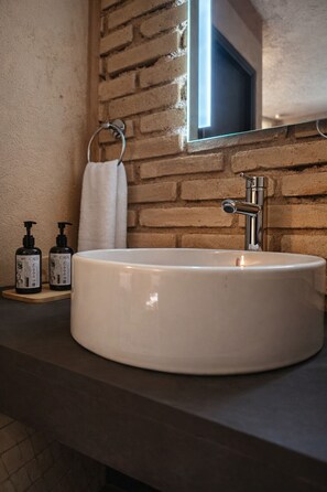 Shower, hair dryer, soap, shampoo - HOTEL FLAMORA-VALLE DE GUADALUPE (Valle de Guadalupe)