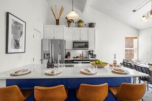 Fridge, microwave, oven, stovetop - Mountain Village Escape | Walk to Slopes + Shuttle (Mountain Village)