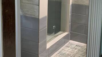 Hair dryer, towels, toilet paper