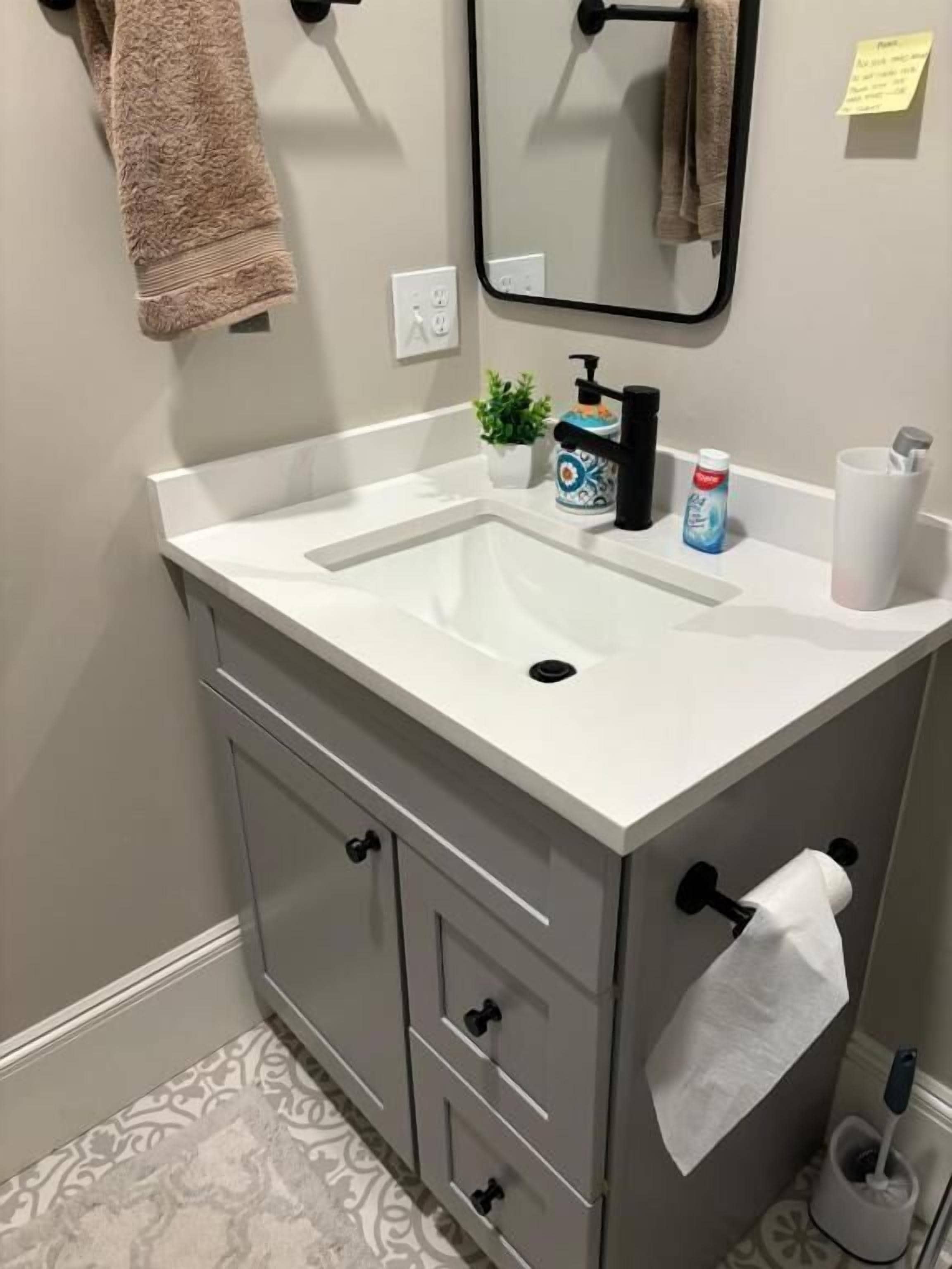 Towels, soap, shampoo, toilet paper