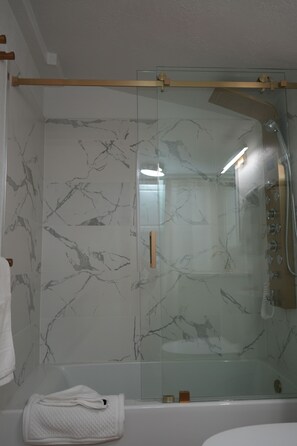 Hair dryer, bidet, towels, soap - Modern Master Suite - Private Entrance- Near Beach - Downtown - FLL - Hospitals (Hollywood)
