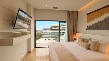 Departamento Deluxe, vista al mar, torre | Caja de seguridad en la habitación, cortinas blackout y wifi gratis