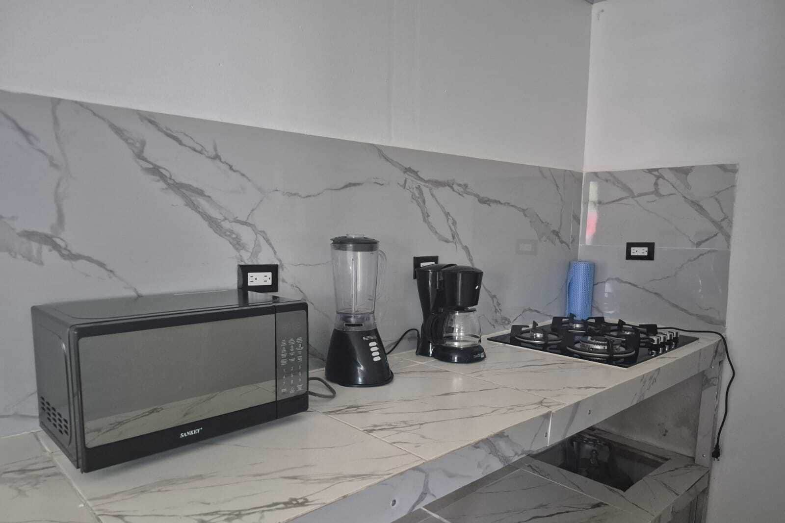 Microondas, arrocera, utensilios de cocina, artículos de limpieza