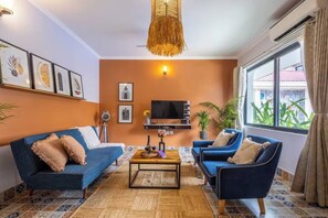 Living area - Sunset Bay - 1BHK ,Shared Pool , Siolim , Goa (Siolim)