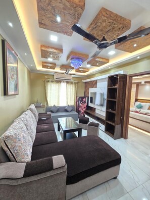 غرفة ديلوكس مزدوجة - بمنظر للبحر | منطقة المعيشة