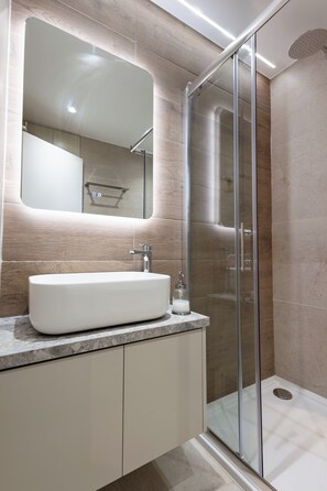 Apartment, Balcony, Beach View | Bathroom | Shower, free toiletries, soap, shampoo - Luxury Marina Beach Stay (Limassol)