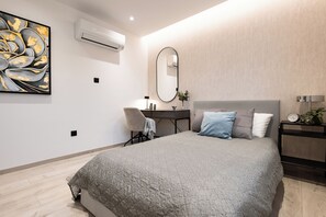Apartment, Balcony, Beach View | Desk, laptop workspace, blackout drapes, iron/ironing board - Luxury Marina Beach Stay (Limassol)