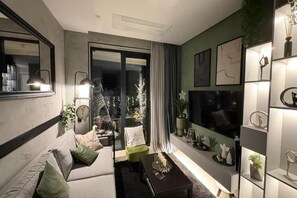 Living area - KRUNA 406 Apartment - The crown of comfort in Becici, Montenegro (Budva Municipality)