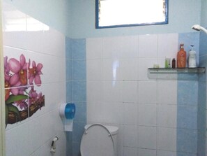 Ducha, toallas, jabón, shampoo