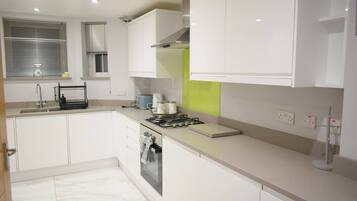 Fridge, microwave, oven, toaster