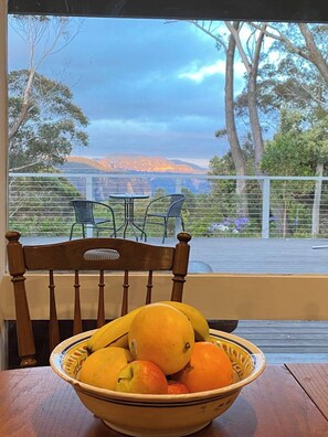 Outdoor dining - Govetts Leap lookout cottage with sauna (Blackheath)