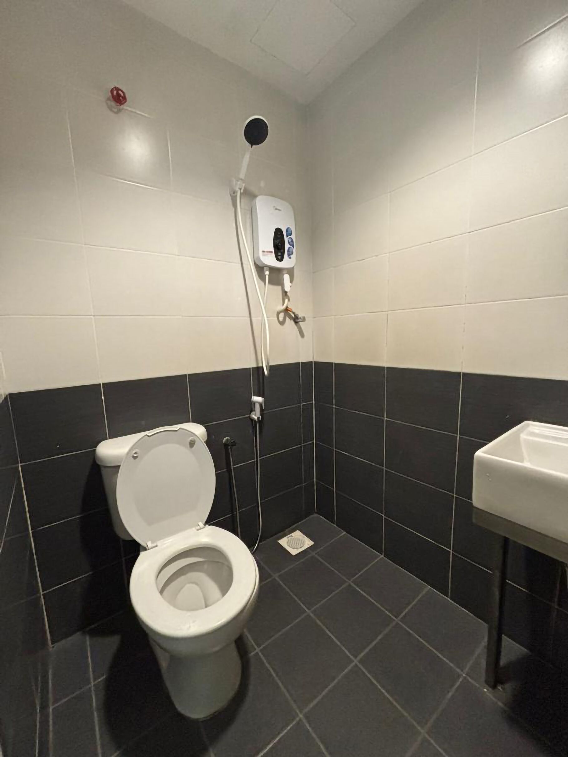 Dusch, gratis toalettartiklar, hårtork och handdukar