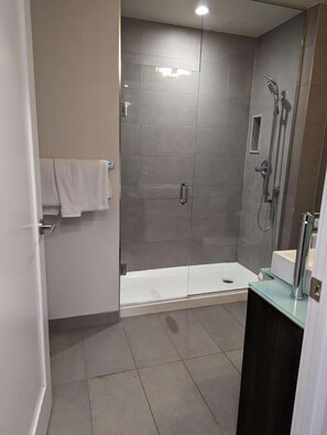 シャワー、ヘアドライヤー、タオル