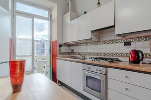 Fridge, microwave, dishwasher