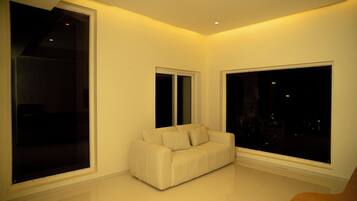 Signature Studio | Desk, laptop workspace, soundproofing, iron/ironing board