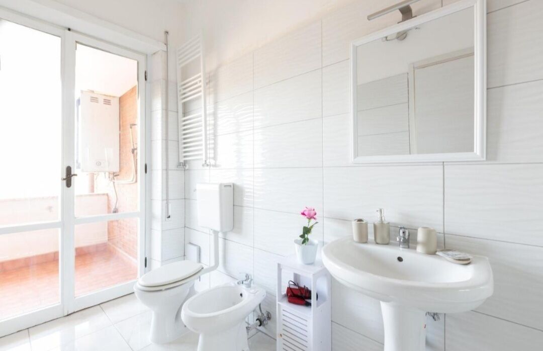Hair dryer, bathrobes, bidet, towels