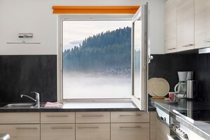 Private kitchen - Holiday Apartment Sonnenstüble with Mountain View, Shared Terrace, and Wi-Fi (Titisee-Neustadt)