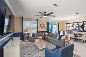 House, Multiple Bedrooms | Living area | Smart TV - Championsgate Resort Vacation Pool & Spa Home With Resort Clubhouse Amenity Access 8 Bedroom Home (Davenport)