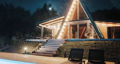 A-Frame Wellness Chalet • 2 Bedrooms • Sauna, Jacuzzi & Private Pool