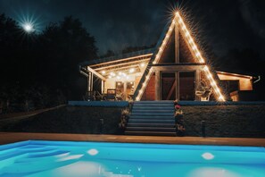 Piscine extérieure, piscine chauffée