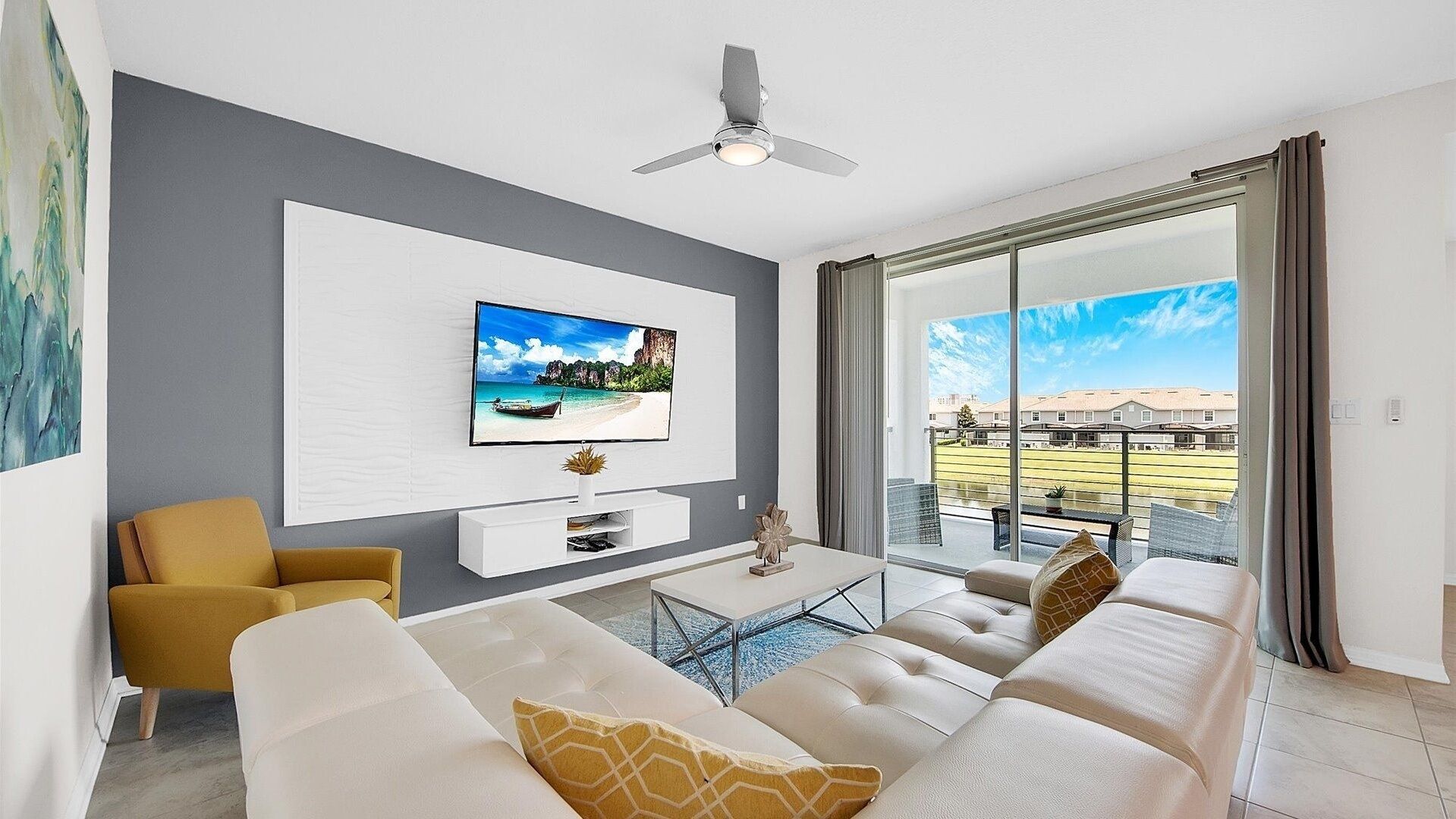 Condo, 2 chambres | Aire de séjour