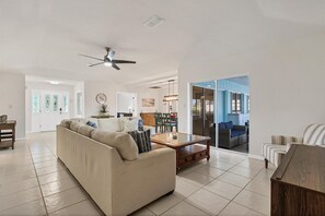 House, 3 Bedrooms | Living area | Smart TV - Punta Gorda 3-Bedroom Canalfront Pool Home with Dock 3 Home (Punta Gorda)