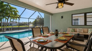 House, 3 Bedrooms | Outdoor dining - Punta Gorda Isles Private Pool/spa Home On Canal/ Bikes 3 Bedroom Home (Punta Gorda)