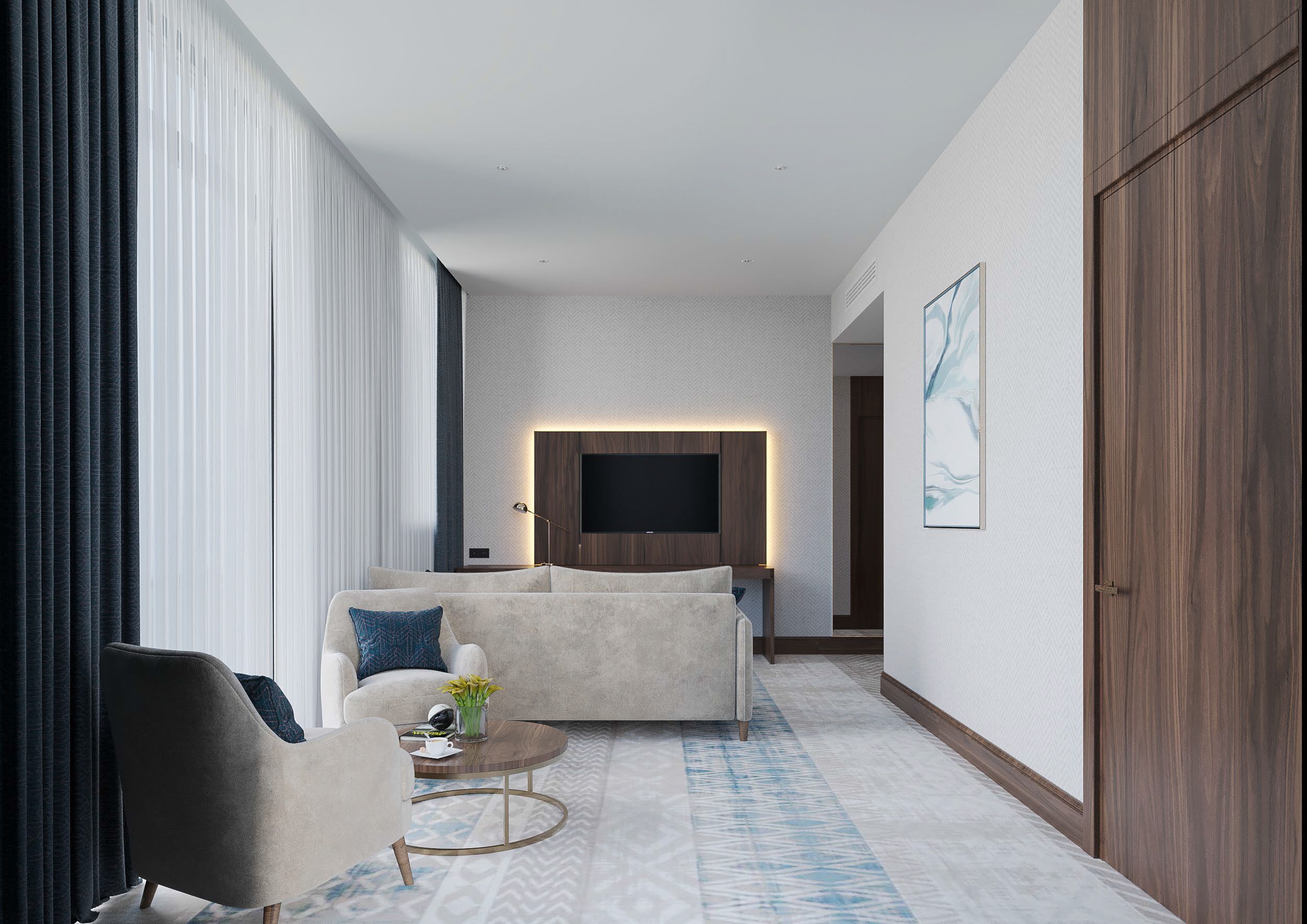 Kahden hengen executive-huone, näköala puutarhaan | Tallelokero huoneessa, työpöytä, silitysrauta/-lauta, lisävuoteet