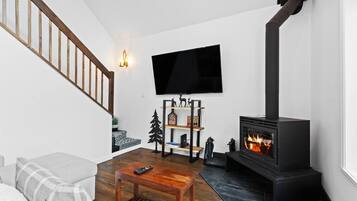 Televisión y chimenea