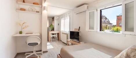 1 bedroom, desk, iron/ironing board