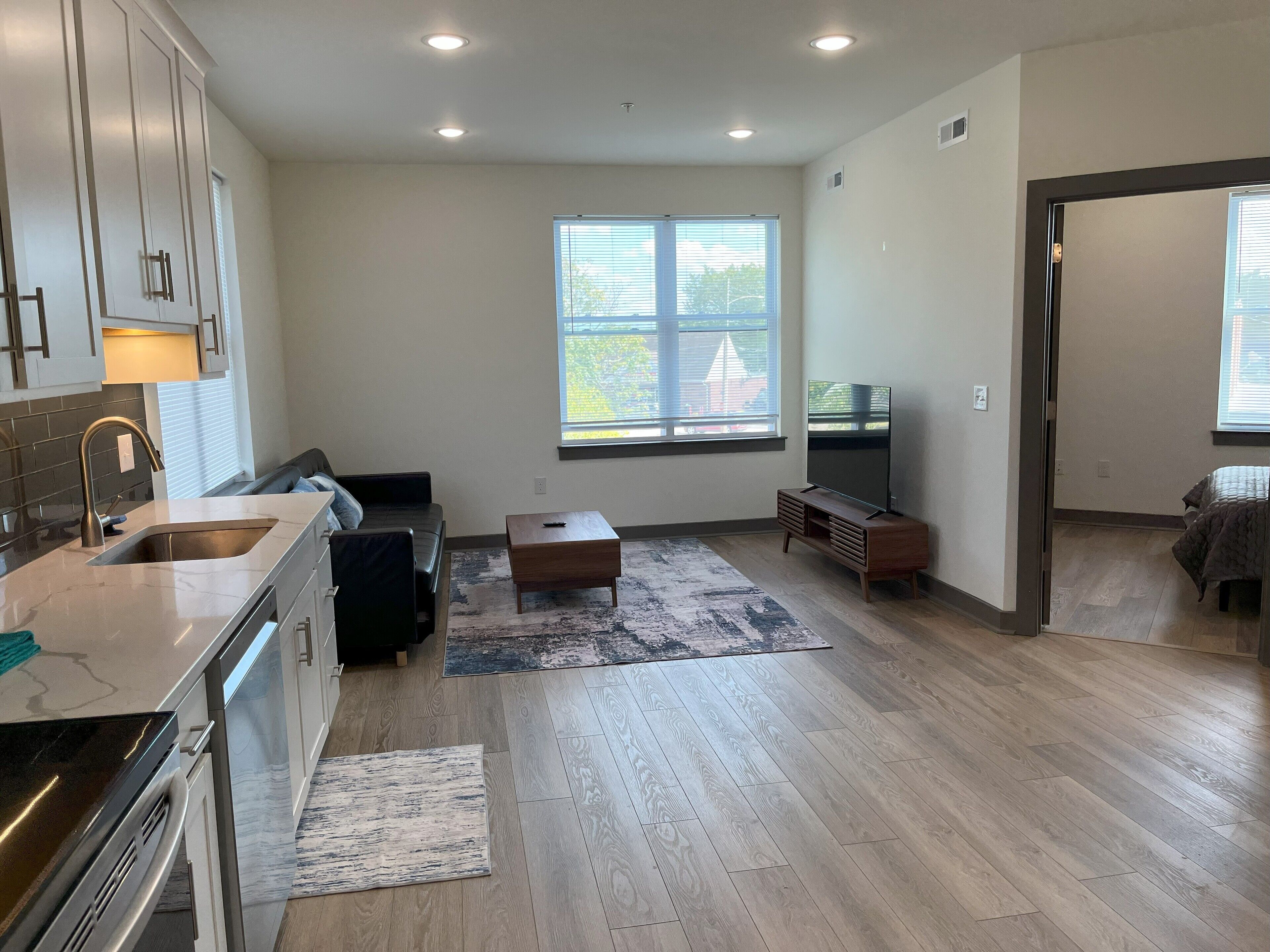 Apartamento luxo, 1 cama Queen e sofá-cama, cozinha, vista para o jardim | Parte interna