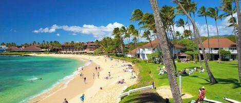 Sun-loungers, beach towels