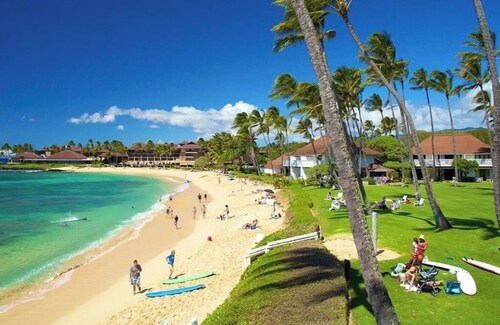 Poipu Beach• AC• Walk Out• 3-Min to Beach • Pool • Surf School• Snorkel• Turtle