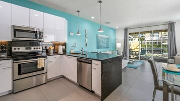 Villa (3 Bedrooms) | Private kitchen | Microwave, oven, highchair, blender