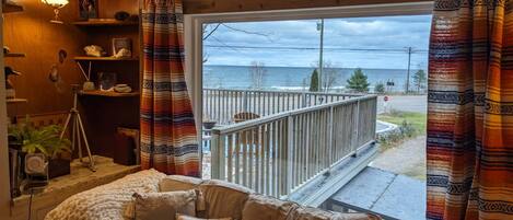 Smart TV, chimenea, libros