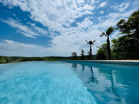 Pool. Villa - Luxury Balazuc Apartment with Private Pool, Wi-Fi & Air Conditioning