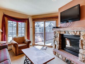 TV, fireplace - Near Gondola! | 1BR Condo w/ Hot Tub & Fireplace (Keystone)