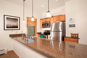 Fridge, microwave, oven, stovetop - Near Gondola! | 1BR Condo w/ Hot Tub & Fireplace (Keystone)