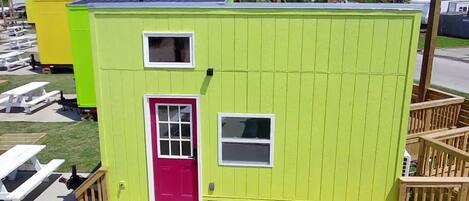 At about 125 square feet, Lime Out tiny home is ready to welcome you to Crystal Beach!