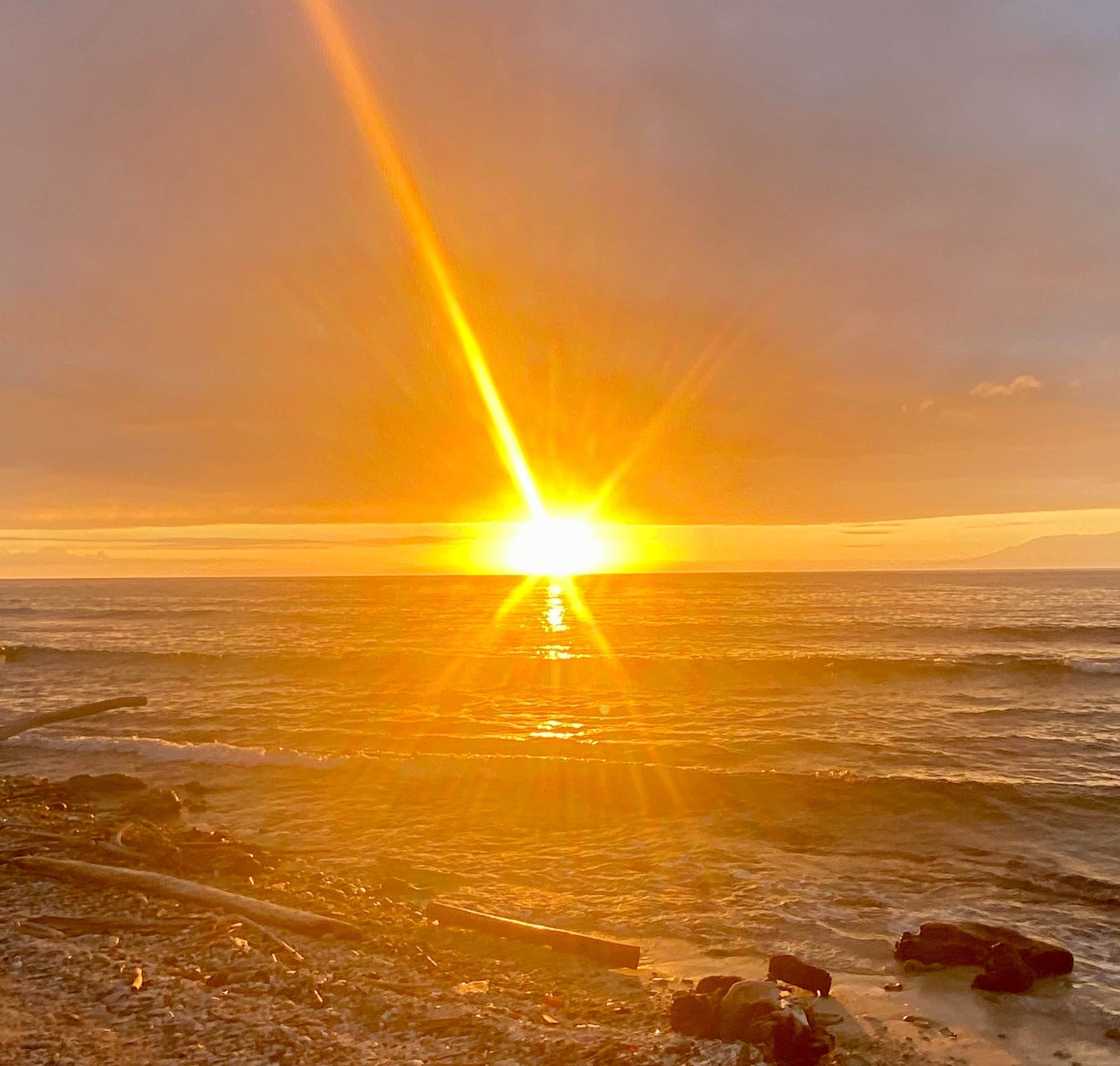 On the beach, sun-loungers, beach towels