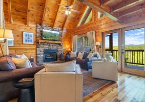 Smart TV, fireplace - 5BR Cabin w/ Hot Tub, Theater & Game Room (Pigeon Forge)